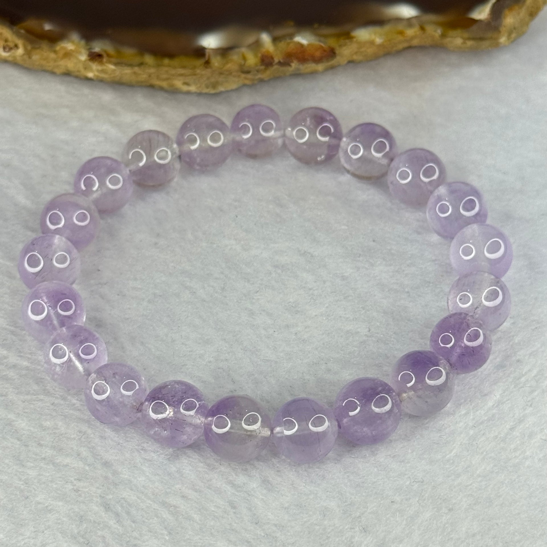 Natural Super 7 Amethyst Beads Bracelet 天然紫超七手链 22.67g 16cm 9.4mm 21 Beads - Huangs Jadeite and Jewelry Pte Ltd