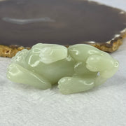 Natural Light Green Nephrite Pixiu Display 89.13g 74.7 by 30.9 by 37.9mm - Huangs Jadeite and Jewelry Pte Ltd