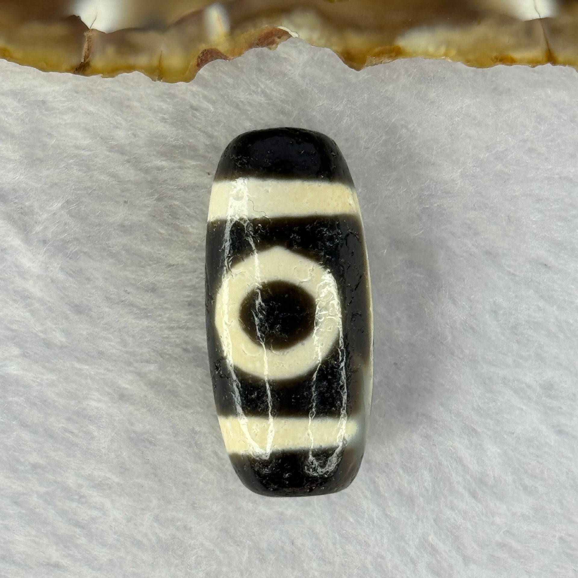 Natural Powerful Tibetan Old Oily Agate 2 Eyes Dzi Bead Heavenly Master (Tian Zhu) 二眼天诛 7.96g 28.8 by 13.2mm - Huangs Jadeite and Jewelry Pte Ltd