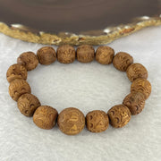 Natural Wild Australian Sandalwood 檀香 Om Mani Padme Hum Beads Bracelet 16.39g 11.8mm 5 Beads / 14.1 mm 1 Beads - Huangs Jadeite and Jewelry Pte Ltd