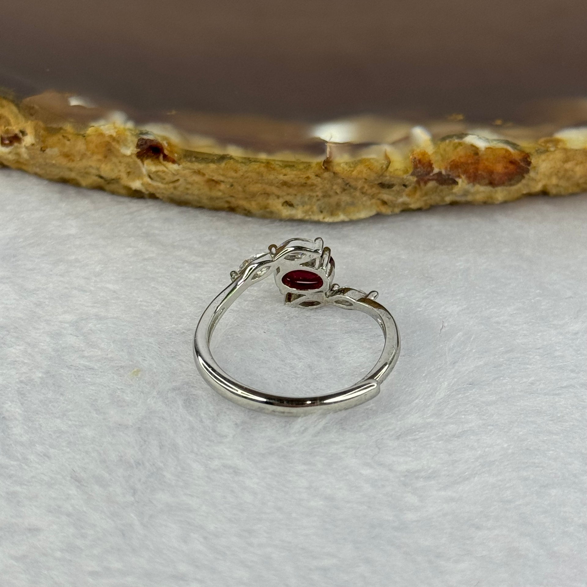 Natural Ruby in 925 Sliver Ring (Adjustable Size) 1.57g 5.8 by 3.6 by 4.0mm - Huangs Jadeite and Jewelry Pte Ltd