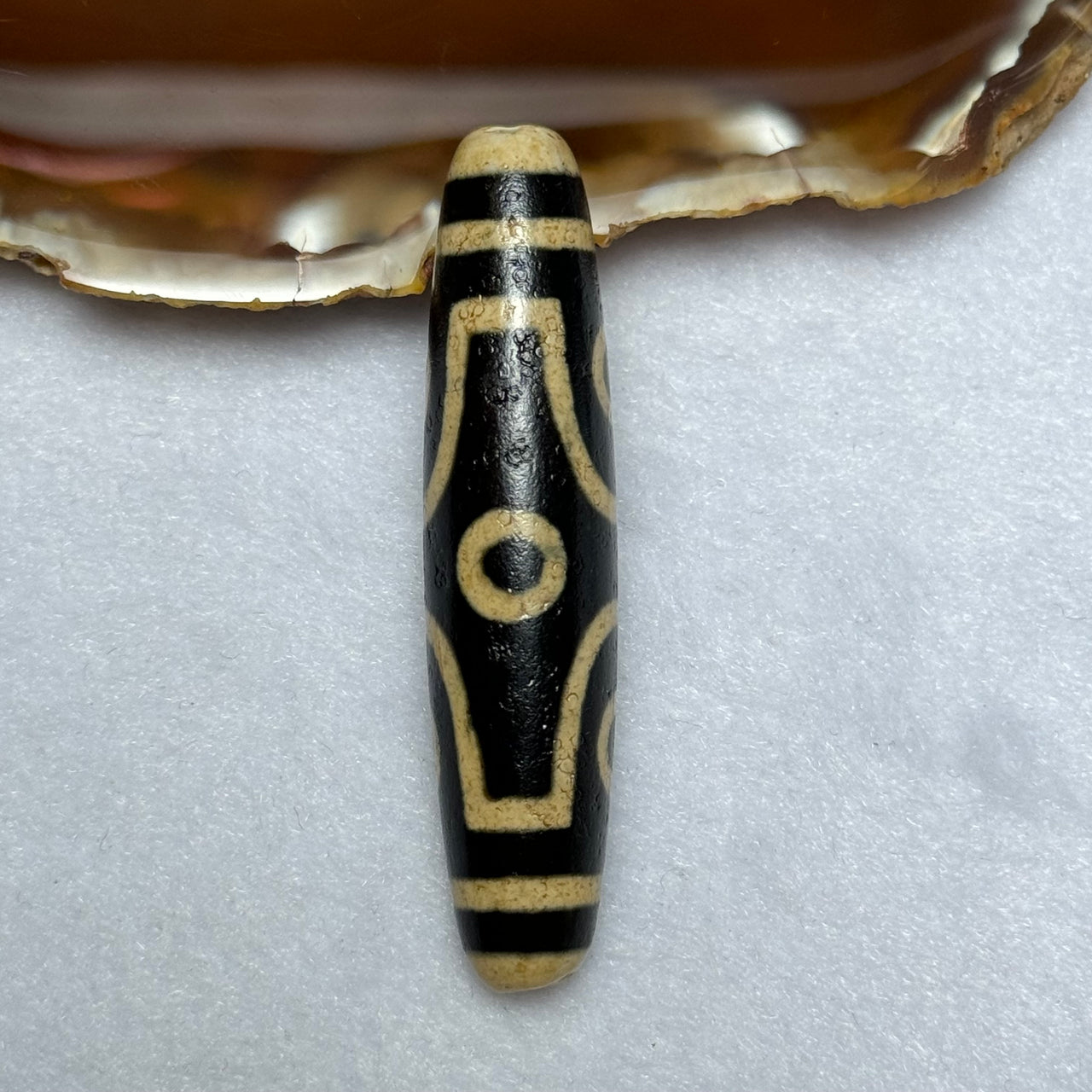 Natural Powerful Tibetan Old Oily Agate 6 Eyes Dzi Bead Heavenly Master (Tian Zhu) 六眼天诛 15.07g 58.5 by 13.1 mm - Huangs Jadeite and Jewelry Pte Ltd