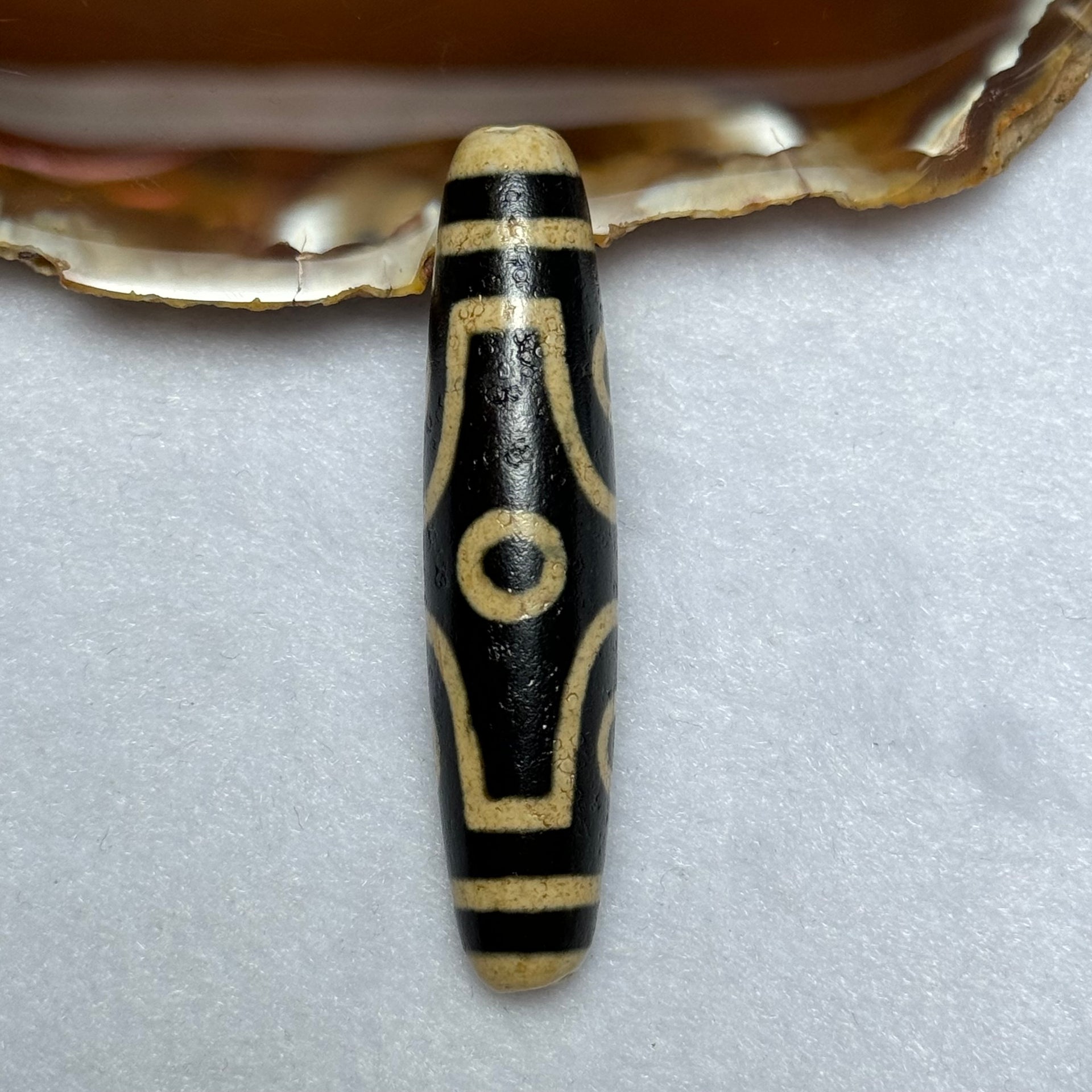 Natural Powerful Tibetan Old Oily Agate 6 Eyes Dzi Bead Heavenly Master (Tian Zhu) 六眼天诛 15.07g 58.5 by 13.1 mm - Huangs Jadeite and Jewelry Pte Ltd