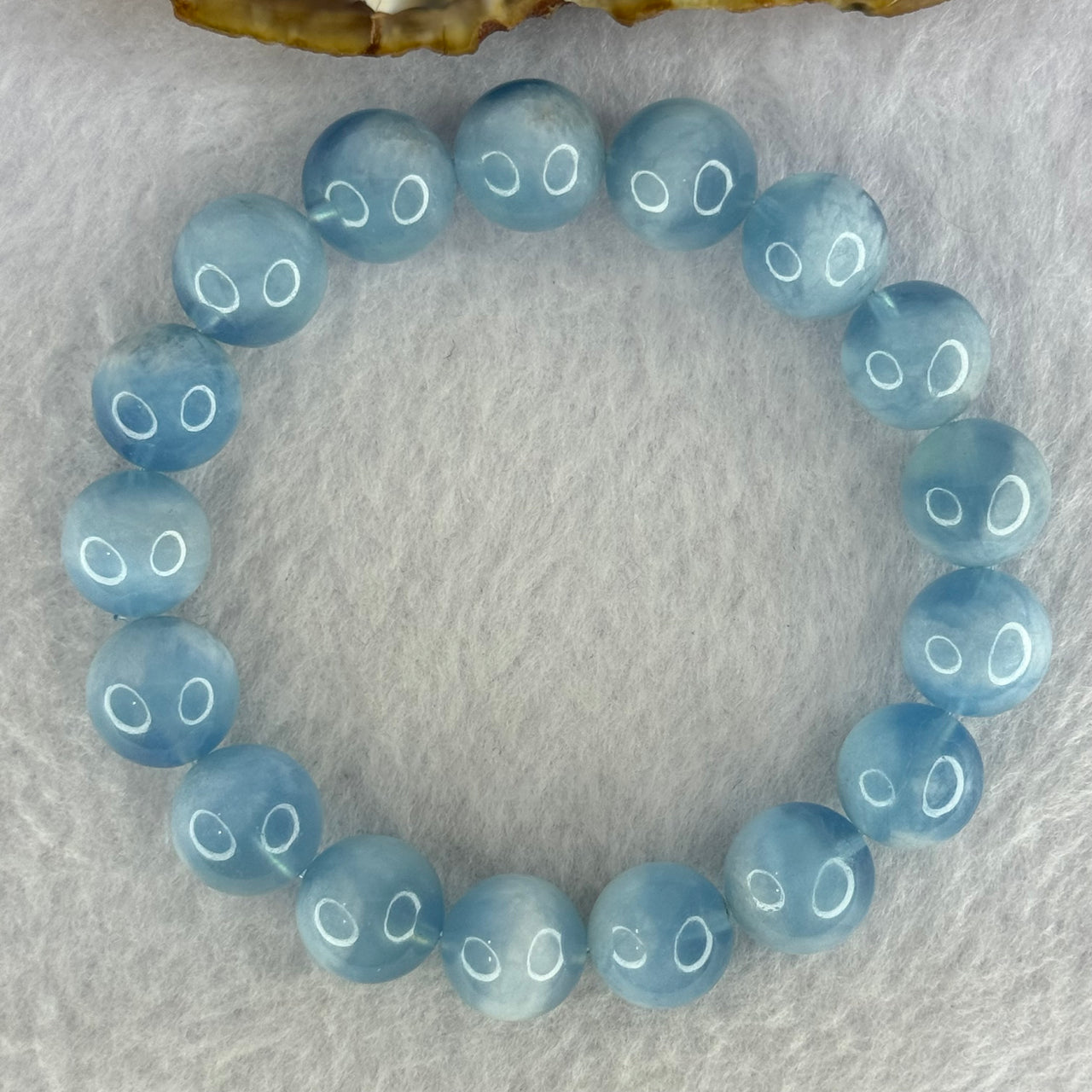 Natural Aquamarine Beads Bracelet 48.08g 18.5cm 12.8mm 17 Beads