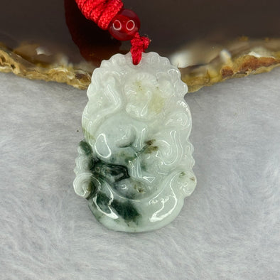 Type A Light Lavender with Blueish Green Piao Hua Jadeite Monkey Pendent 7.87g 34.1 by 22.9 by 5.1mm