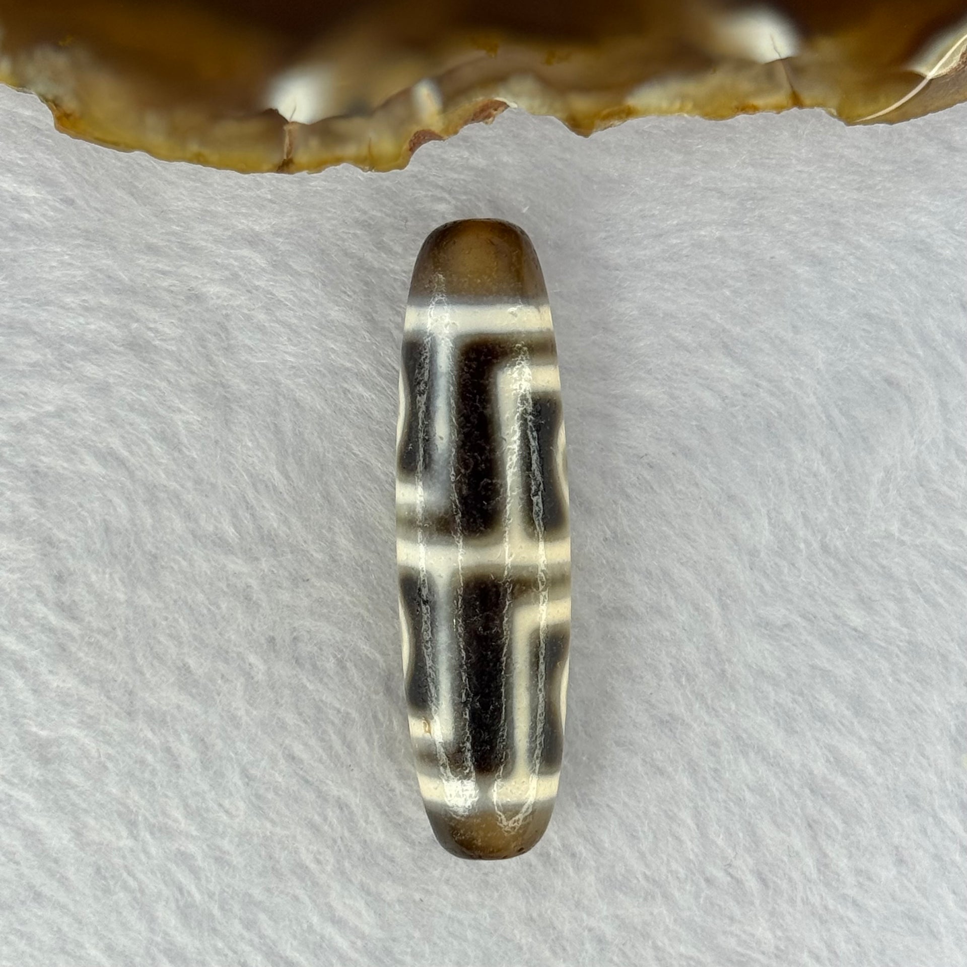 Natural Powerful Tibetan Old Oily Agate 4 Eyes Dzi Bead Heavenly Master (Tian Zhu) 四眼天诛 11.30g 43.3 by 9.6mm - Huangs Jadeite and Jewelry Pte Ltd