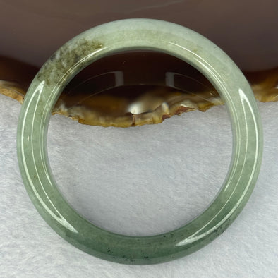 Type A Green with Light Green and Brown Jadeite Bangle 48.75g Internal Diameter 54.1mm 10.7 by 8.9mm (Very Slight Fine Line)