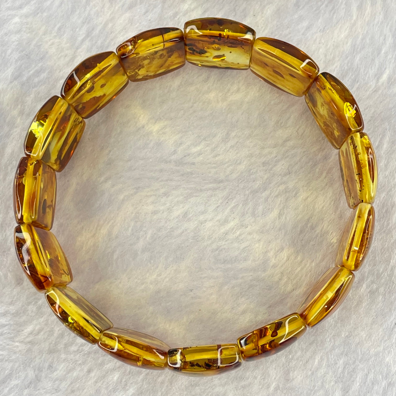 Natural Yellow Flower Amber Shou Pai Bracelet 天然花珀手牌手链 14.27g 17.5cm 18.6 by 12.7 by 4.8mm 15pcs