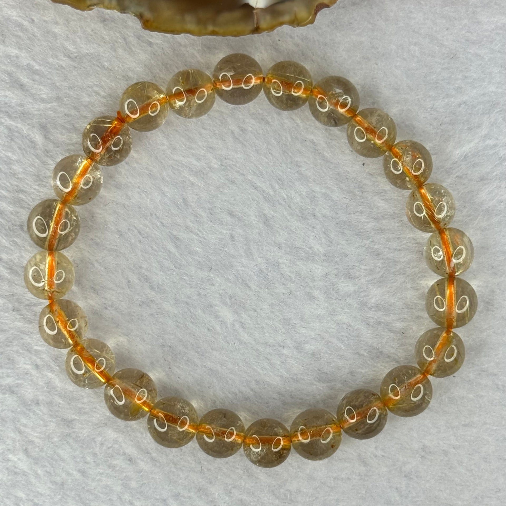 Natural Golden Rutilated Quartz Beads 天然金发水晶手链 14.47g 15cm 7.6mm 24 Beads - Huangs Jadeite and Jewelry Pte Ltd