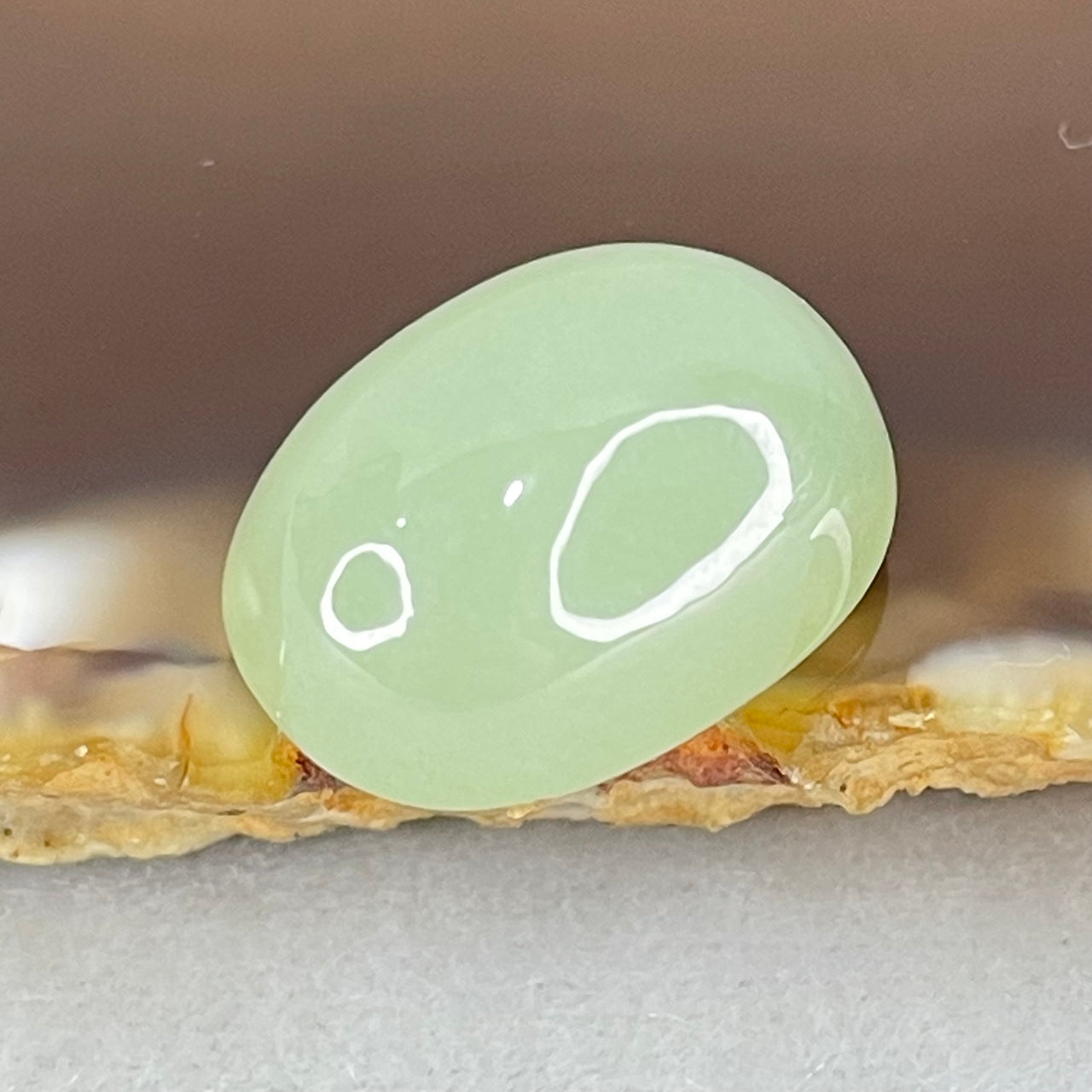 Type A Jelly Light Green Jadeite Oval Cabouchon Stone For Setting 3.90g 18.0 by 13.2 by 9.1mm