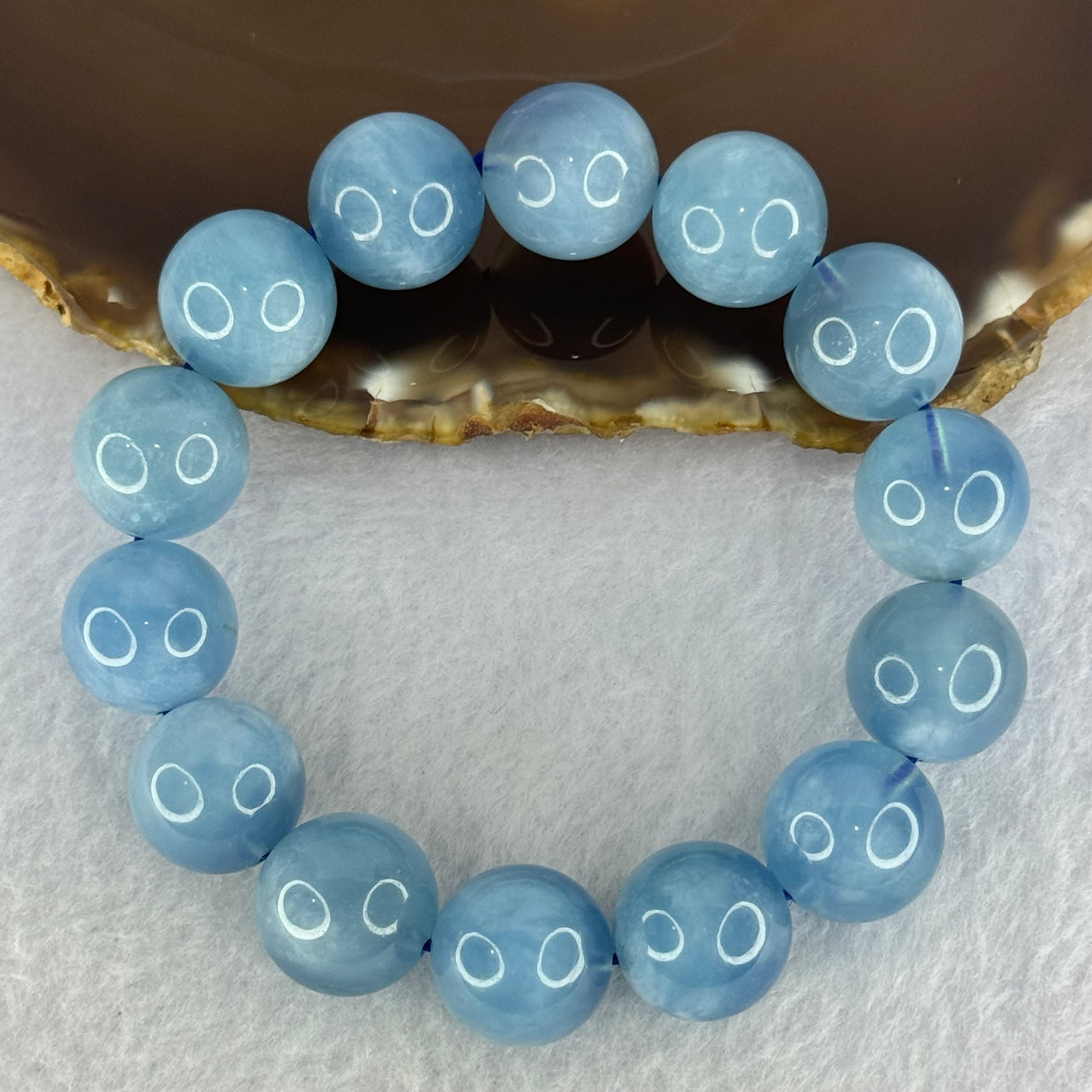 Natural Aquamarine Beads Bracelet 75.87g 19cm 15.9mm 14 Beads