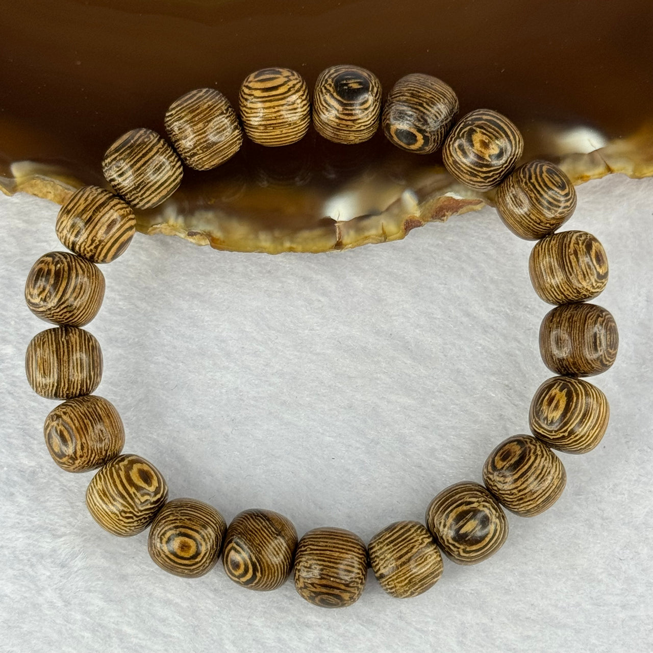 Natural Wenge Wooden Beads Bracelets 天然鸡翅木手链 9.35g 16.5cm 9.9mm 21 Beads - Huangs Jadeite and Jewelry Pte Ltd