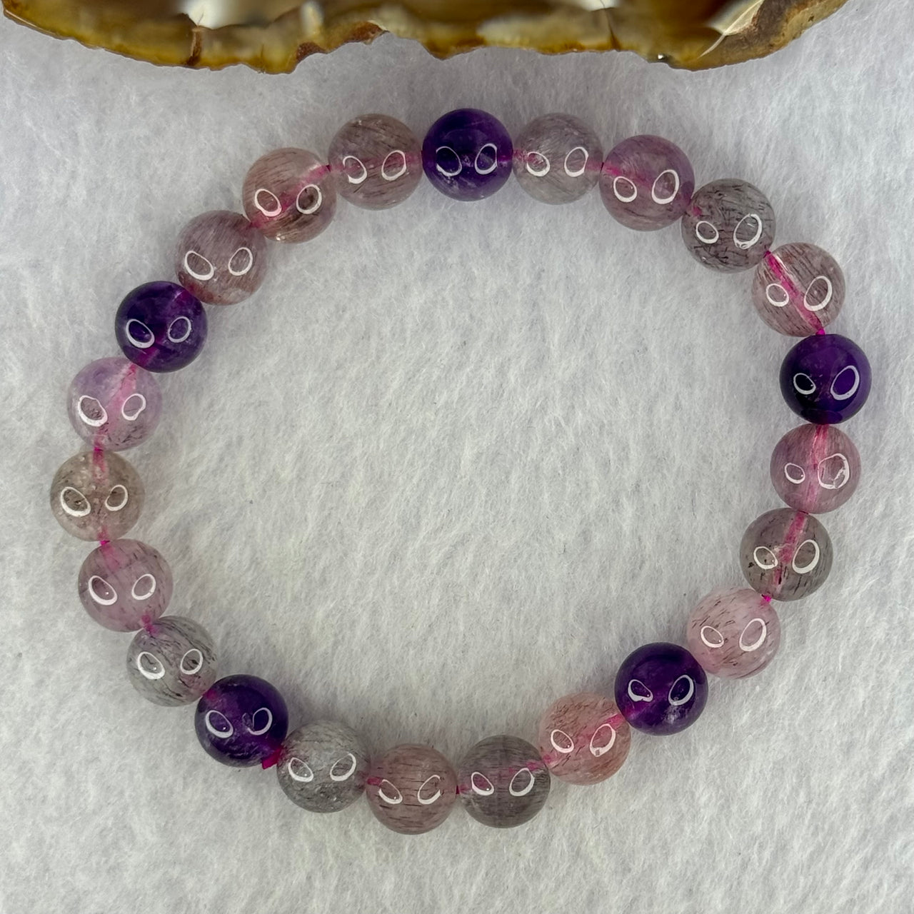 Natural Super 7 Beads Bracelet 17.72g 15.5cm 8.4mm 23 Beads