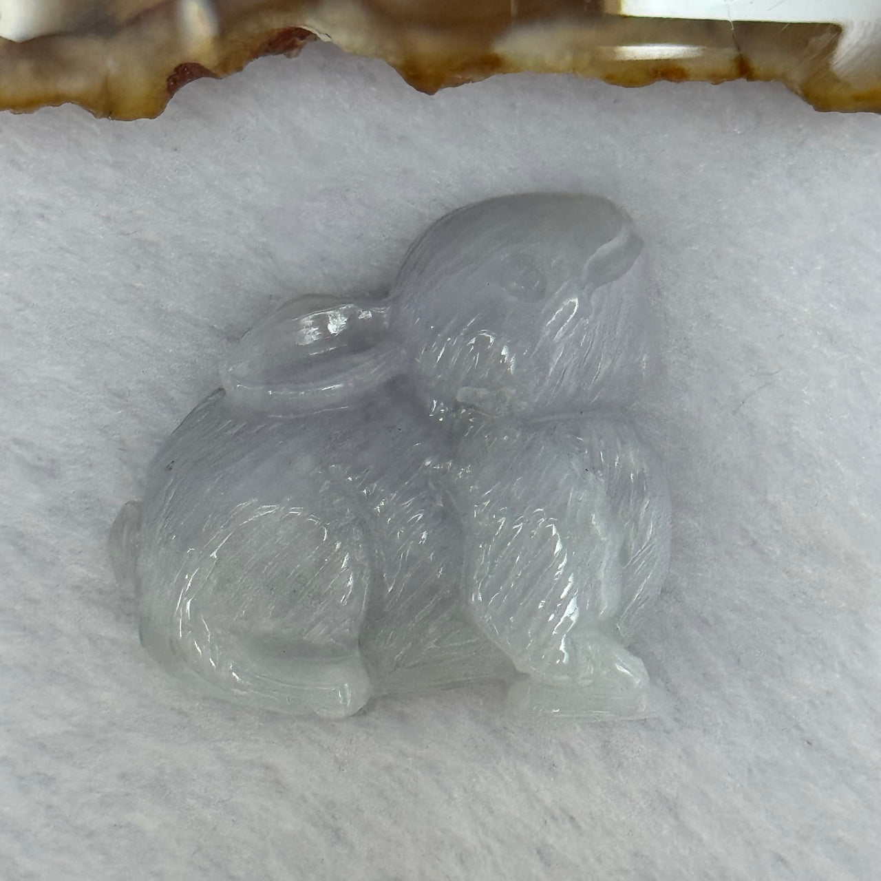 Type A Lavender Jadeite Rabbit Charm 16.50g 27.5 by 13.8 by 25.9mm - Huangs Jadeite and Jewelry Pte Ltd