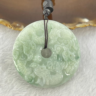 Type A Green Jadeite Double Sided 9 Dragons Pendent 65.95g 53.7 by 12.9mm