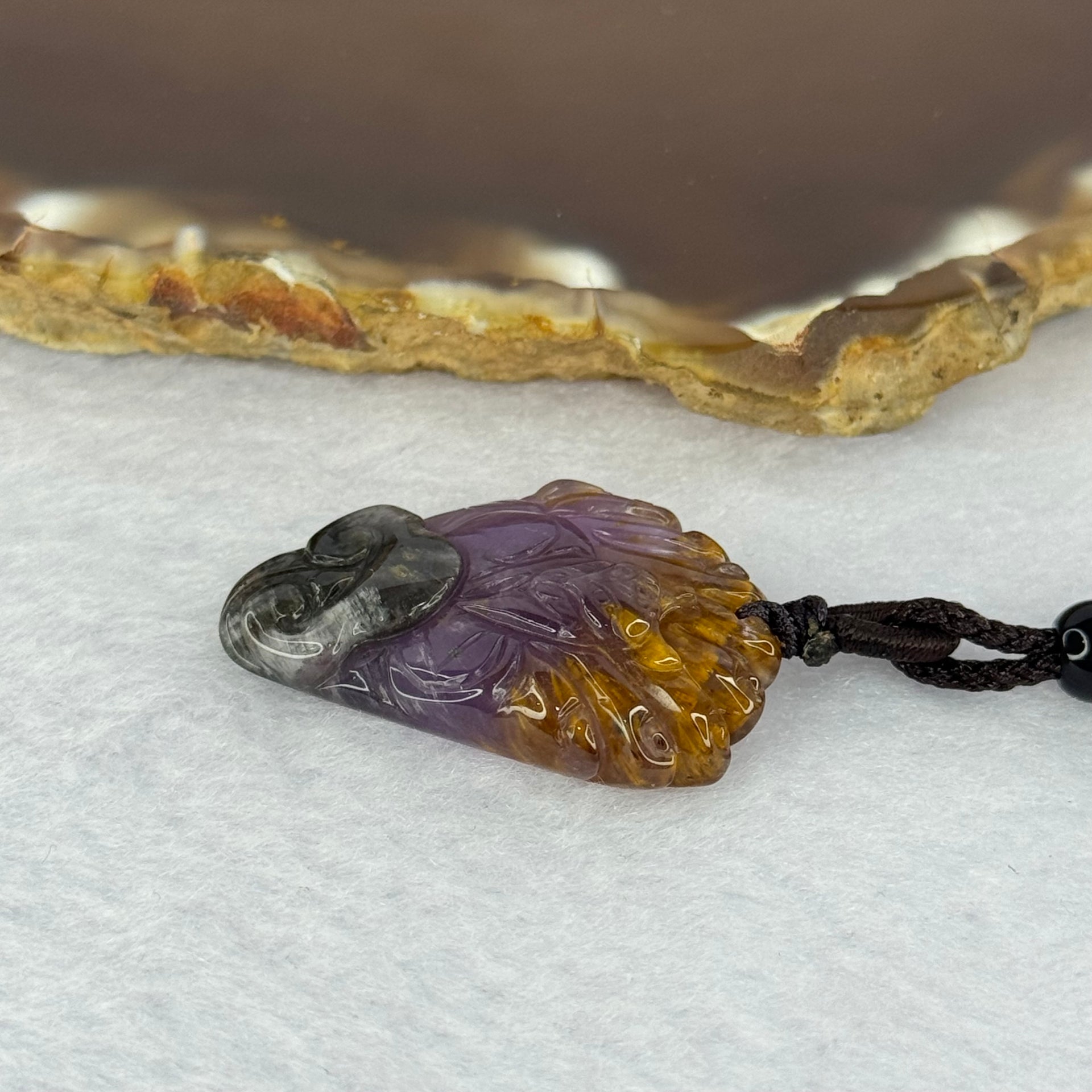 Natural Auralite 23 Nine Tail Fox Pendent 天然极光23九尾狐牌 8.32g 33.4 by 23.8 by 8.4mm - Huangs Jadeite and Jewelry Pte Ltd