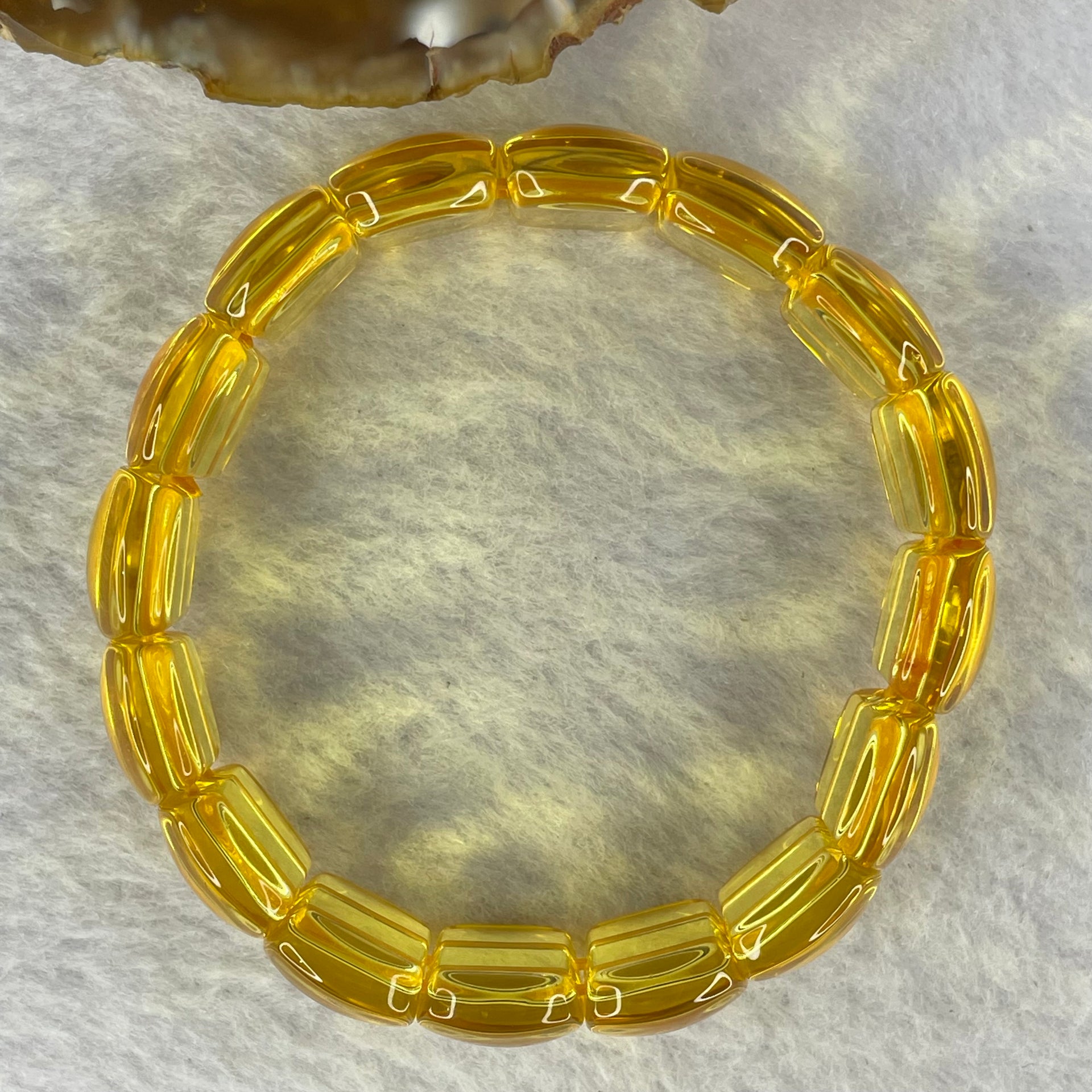 Citrine Bracelet 34.13g 16cm 16.8 by 12.2 by 7.1mm 16 pcs - Huangs Jadeite and Jewelry Pte Ltd