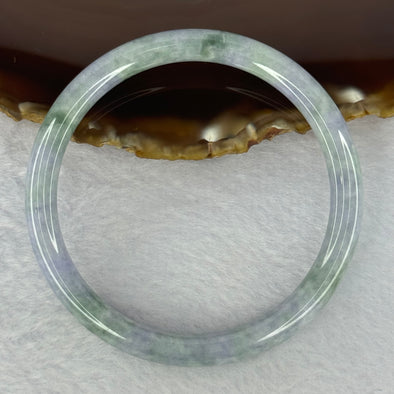 Type A Deep Lavender with Green Patches Jadeite Bangle 27.66g Internal Diameter 59.7mm 7.4 by 7.2mm