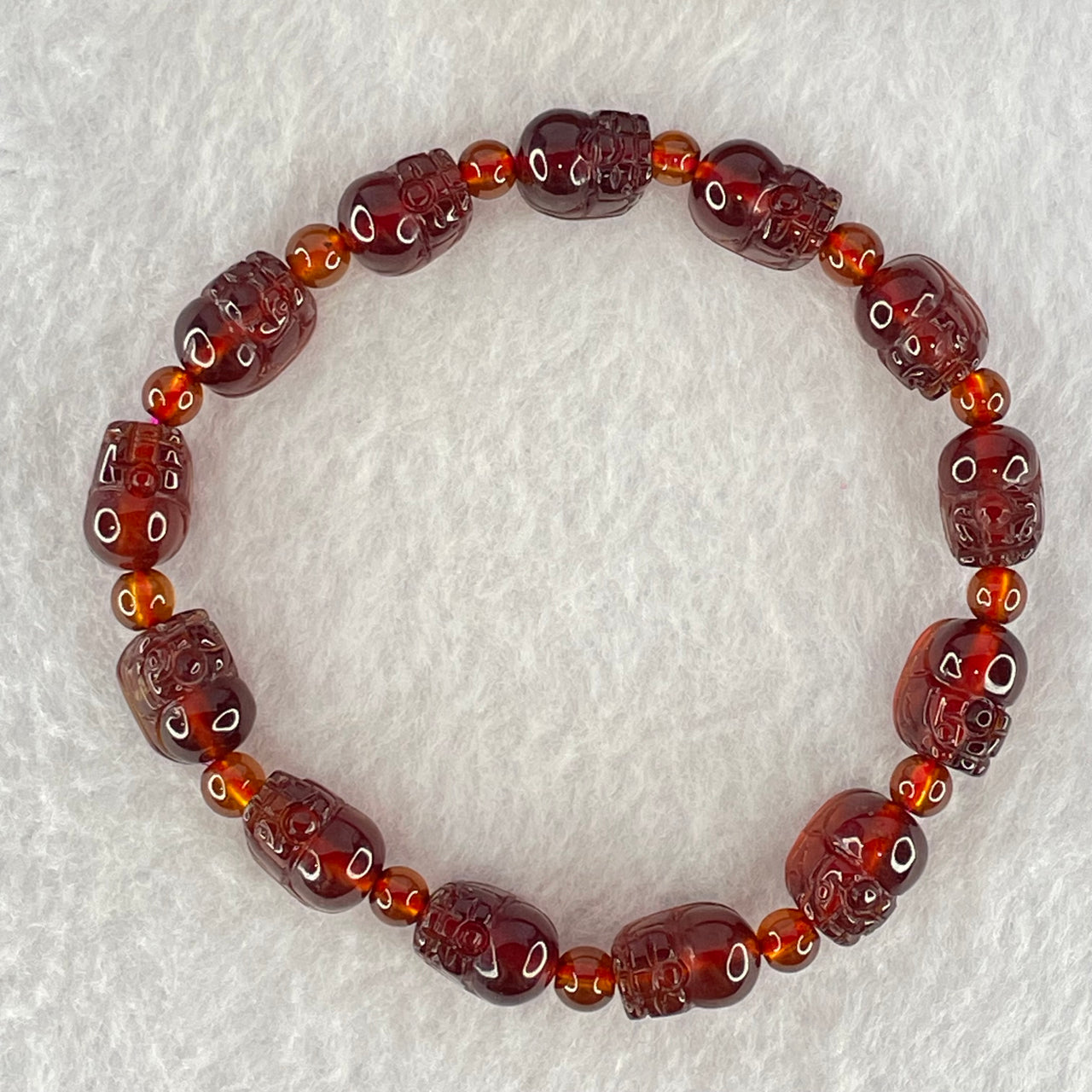 Natural Red Garnet Pixiu Bracelet 22.81g 16cm 10.9 by 7.7 by 7.4mm