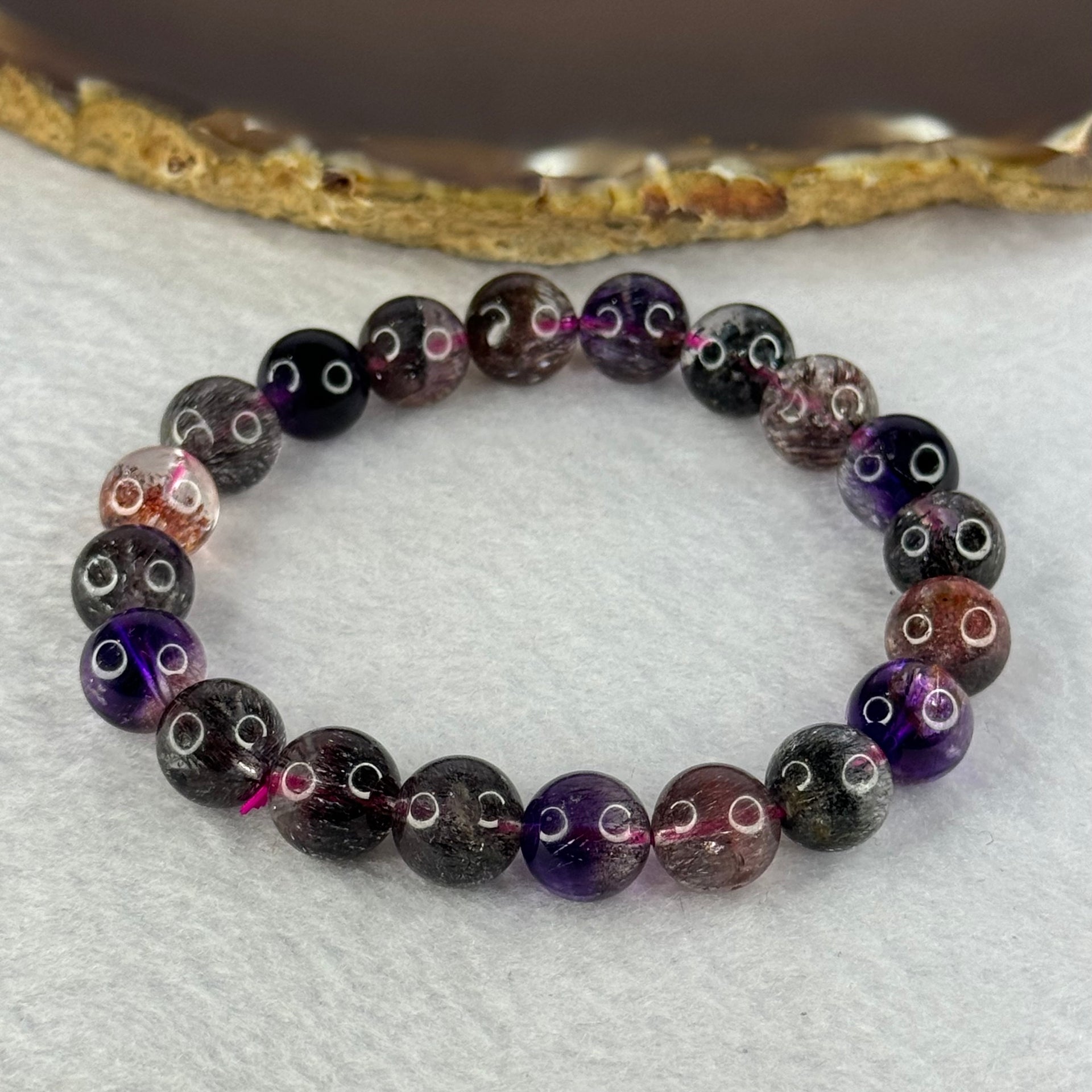 Superior Grade Natural Transparent Blackcurrant Super 7 Beads Bracelet 特级透明天然黑加仑超级七珠手链 24.66g 16cm 9.9mm 20 Beads - Huangs Jadeite and Jewelry Pte Ltd