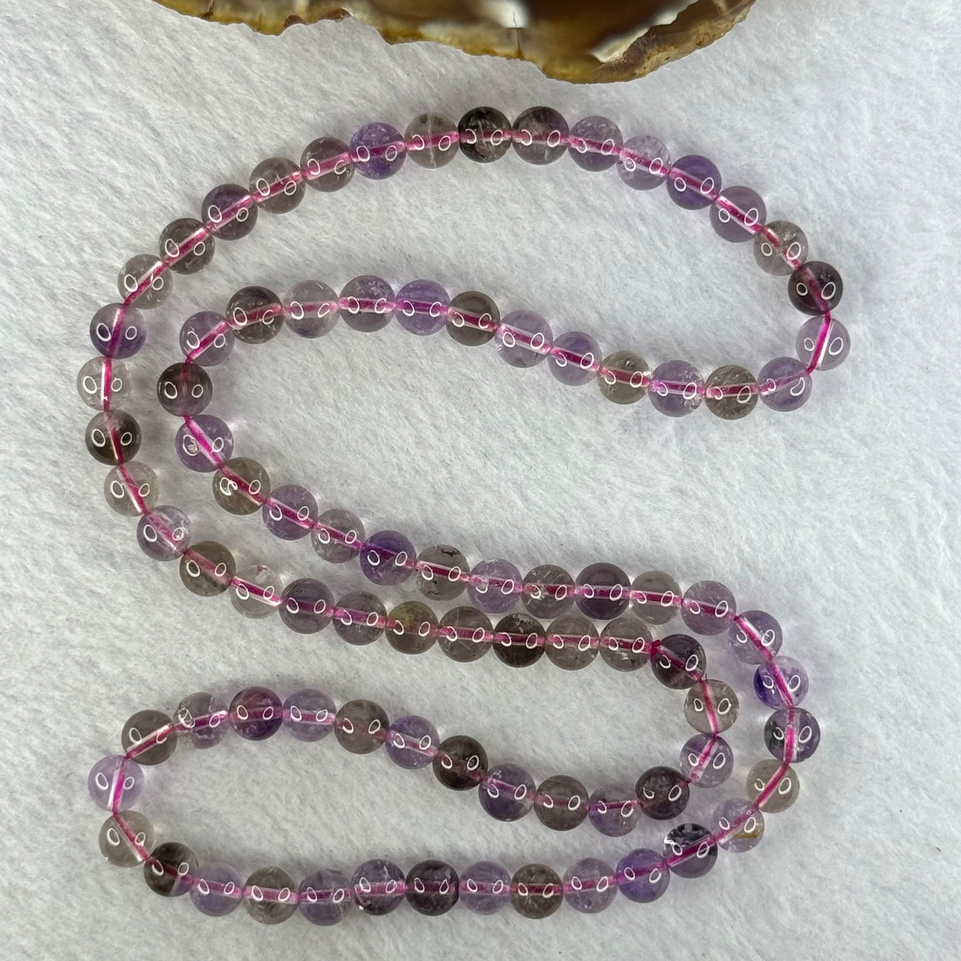 Average Grade Natural Super 7 Crystal Beads Necklace 天然超级七水晶珠项链 34.52g 54cm 6.9mm 86 Beads - Huangs Jadeite and Jewelry Pte Ltd