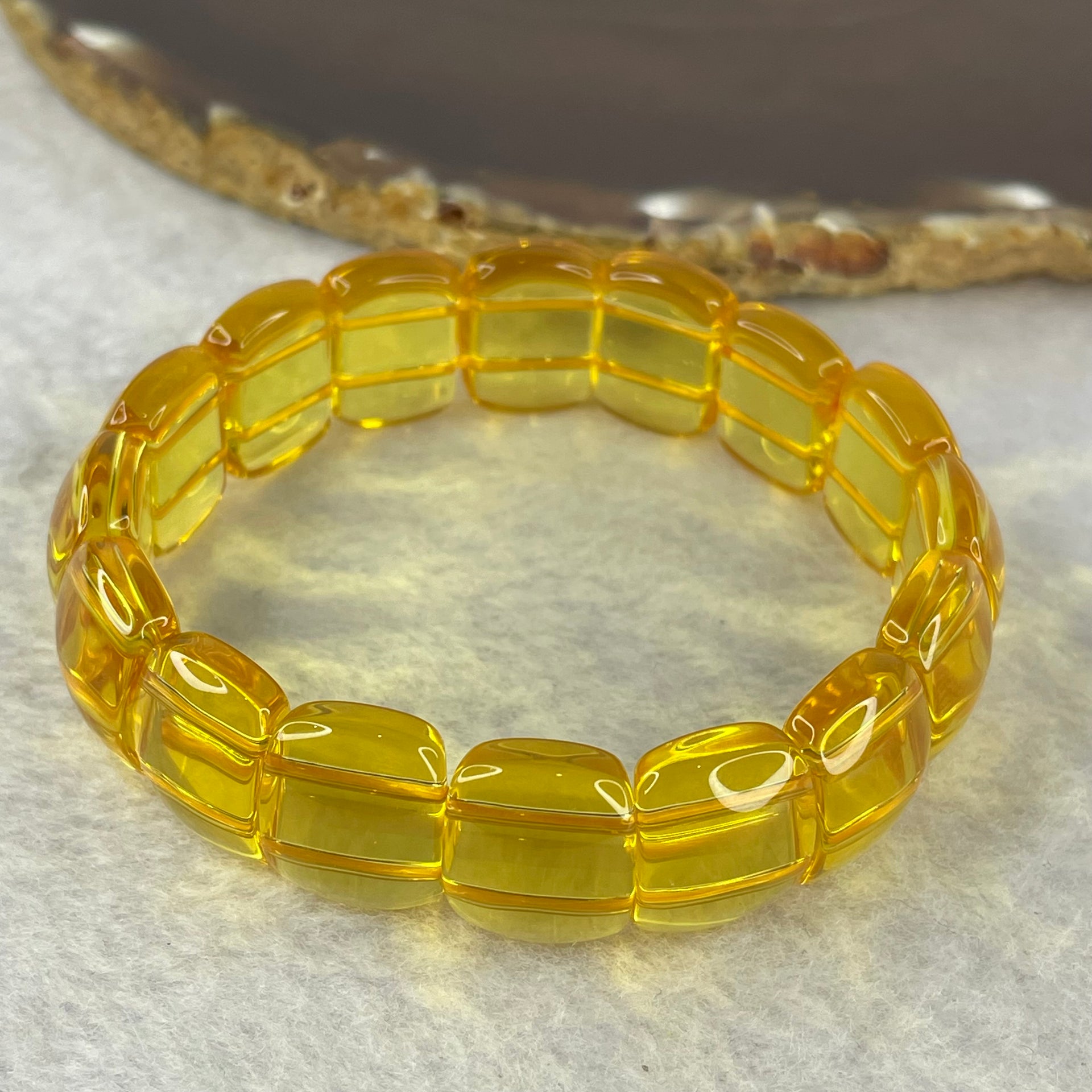 Citrine Bracelet 34.13g 16cm 16.8 by 12.2 by 7.1mm 16 pcs - Huangs Jadeite and Jewelry Pte Ltd