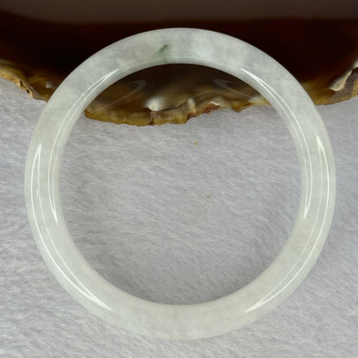 White with Green Piao Hua Quartzite Jade Bangle 天山玉手镯 Internal Diameter 57.8mm 44.10g 11.9 by 11.5mm