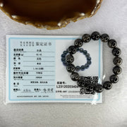 Natural Black Auralite Crystal Bracelet 黑激光手链 42.42g 12.4 mm 17 Beads - Huangs Jadeite and Jewelry Pte Ltd