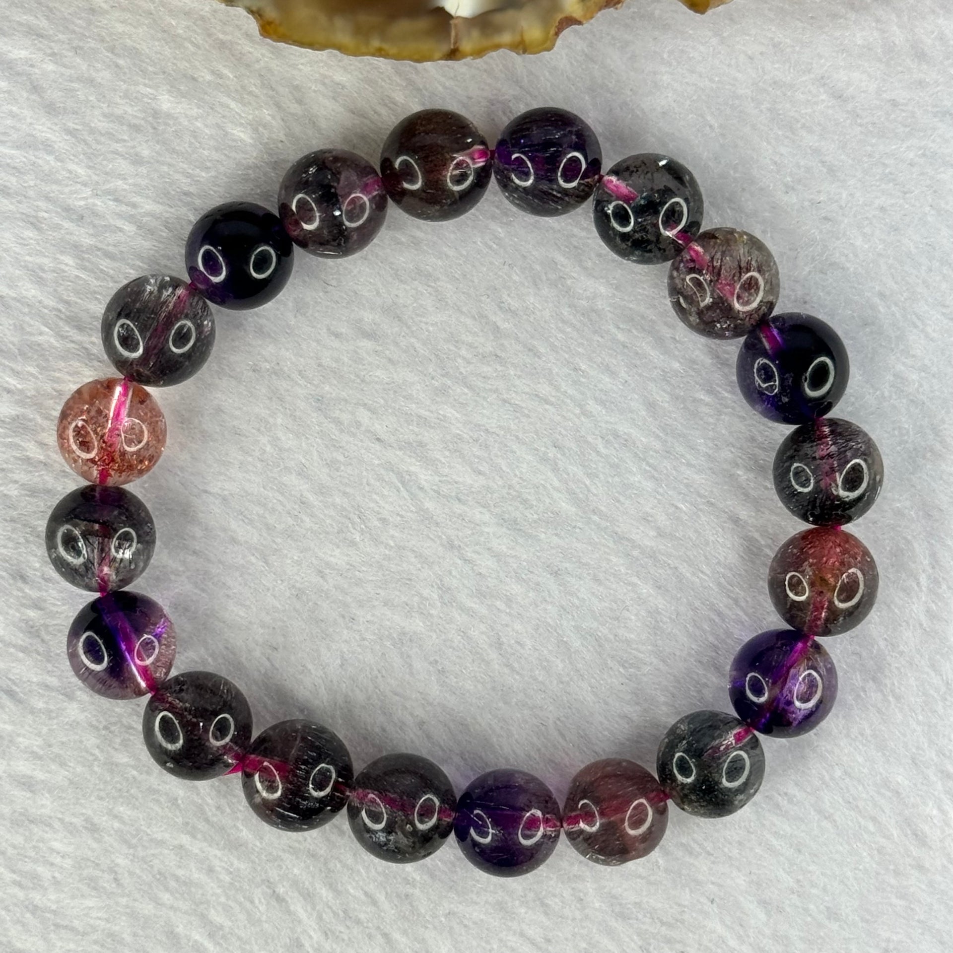 Superior Grade Natural Transparent Blackcurrant Super 7 Beads Bracelet 特级透明天然黑加仑超级七珠手链 24.66g 16cm 9.9mm 20 Beads - Huangs Jadeite and Jewelry Pte Ltd