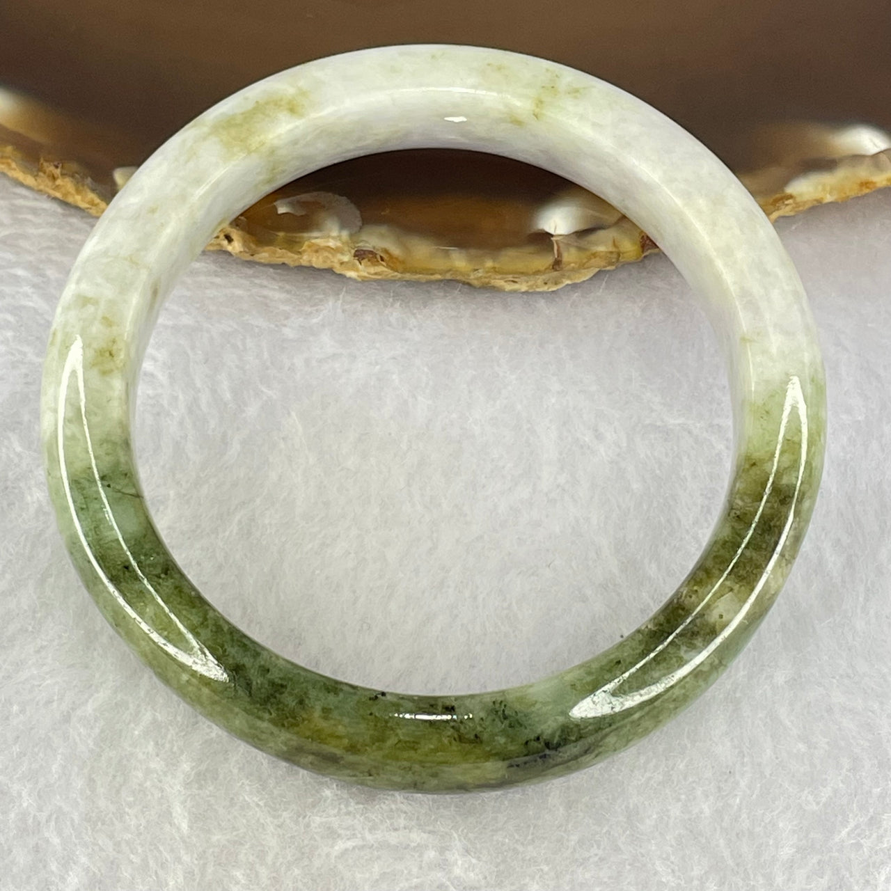 Type A Lavender Green and Moss Green Jadeite Bangle Internal Diameter 54.9mm 53.16g 12.9 by 8.7mm (Internal Lines)