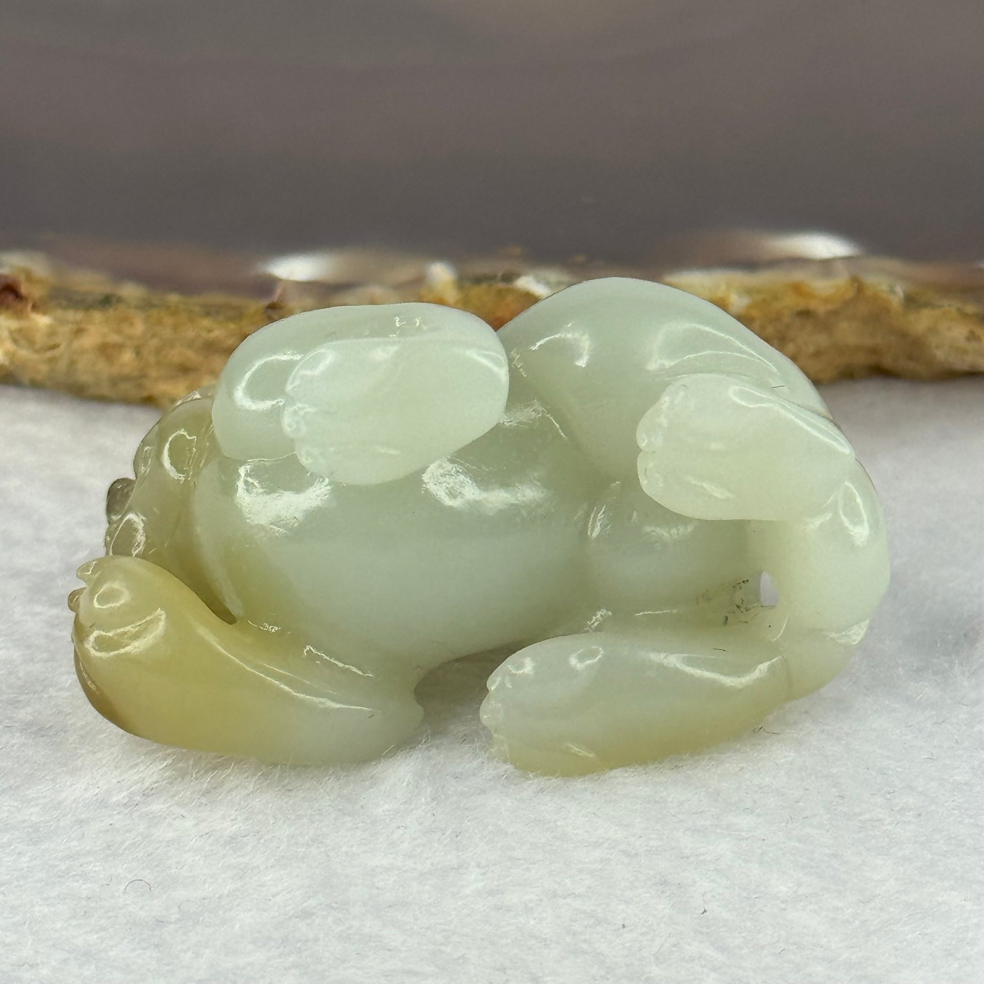 Natural Greyish White and Brown Nephrite Pixiu Mini Display / Pendant 36.27g 45.0 by 26.2 by 27.8mm - Huangs Jadeite and Jewelry Pte Ltd