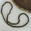 Natural Dark Brown Flower Amber Beads Elastic Necklace 8.02g 50cm 5.4mm 105 Beads