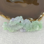 Grand Master Bright Intense Lavender Green Jadeite 3D Dragon 48.17g 91.9 by 36.4 by 11.8mm with Wooden Stand - Huangs Jadeite and Jewelry Pte Ltd