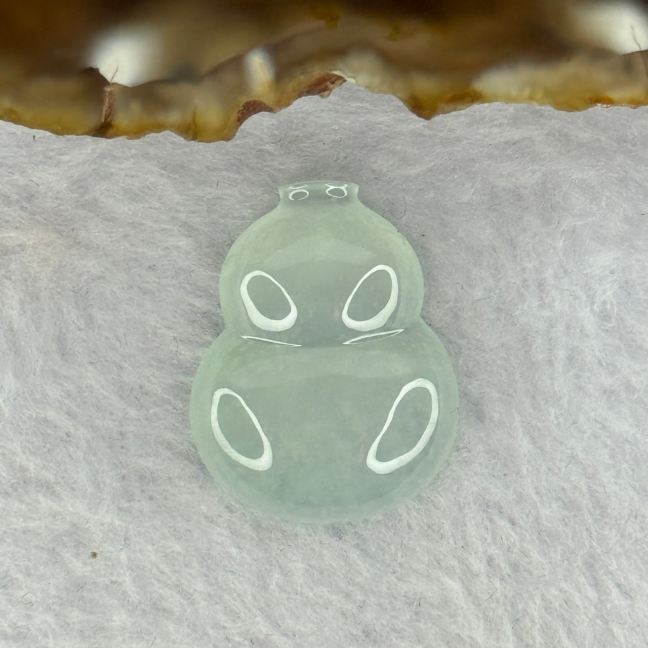 Type A Icy Faint Sky Blue Jadeite Hulu Setting stone 4.48g 23.5 by 18.4 by 5.9mm