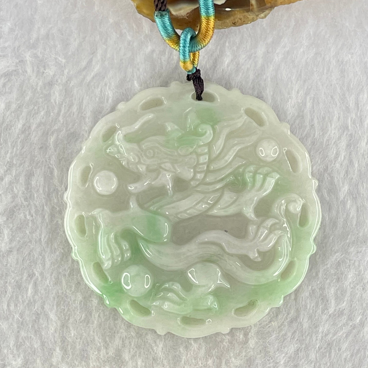 Type A Faint Lavender and Green Dragon Pendant 32.58g 50.0 by 6.4mm