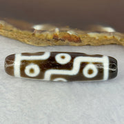 Natural Powerful Tibetan Old Oily Agate 9 Eyes Dzi Bead Heavenly Master (Tian Zhu) 九眼天诛 12.18g 48.8 by 12.9mm - Huangs Jadeite and Jewelry Pte Ltd