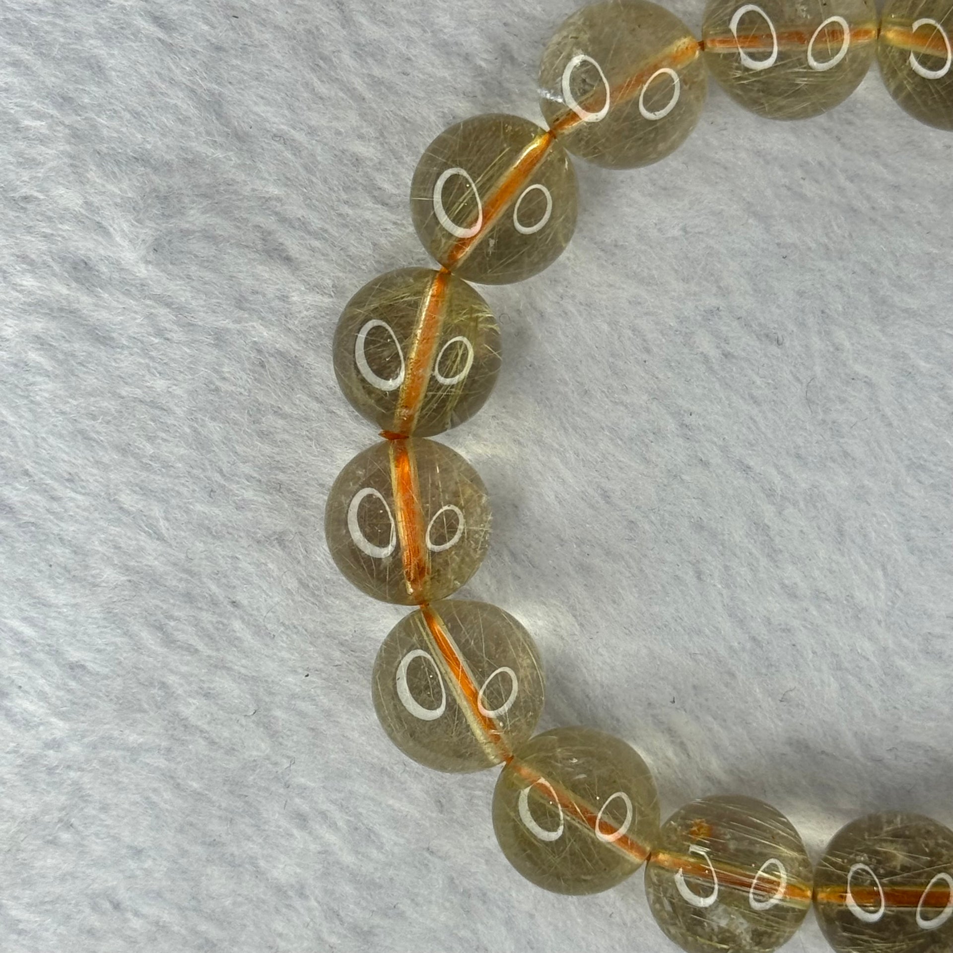 Natural Golden Rutilated Quartz Beads 天然金发水晶手链 47.34g 18.5cm 12.9mm 17 Beads - Huangs Jadeite and Jewelry Pte Ltd