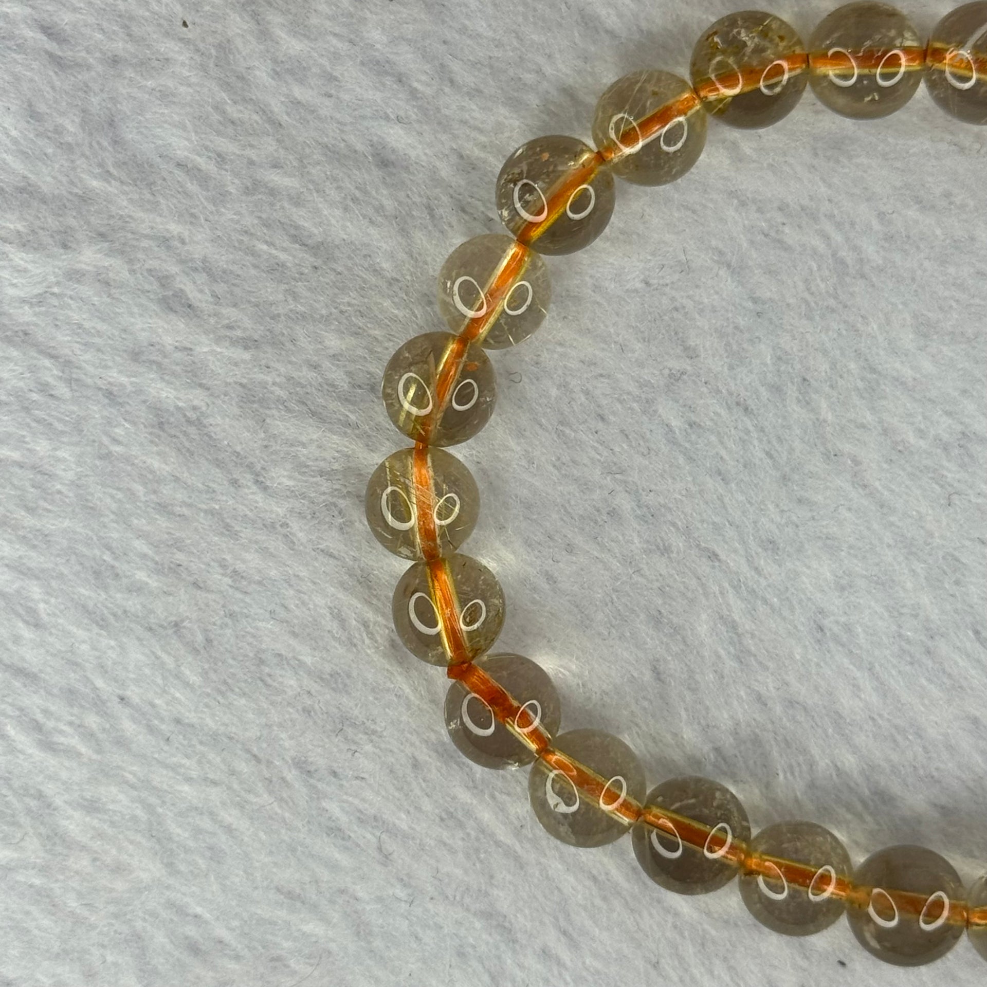 Natural Golden Rutilated Quartz Beads 天然金发水晶手链 14.53g 15cm 7.5mm 24 Beads - Huangs Jadeite and Jewelry Pte Ltd