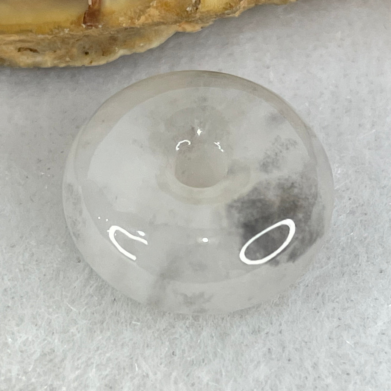 Type A Semi Icy Light Lavender With Wuji Grey Jadeite Ping An Kou Charm/Pendant 3.51g 15.5 by 7.2mm