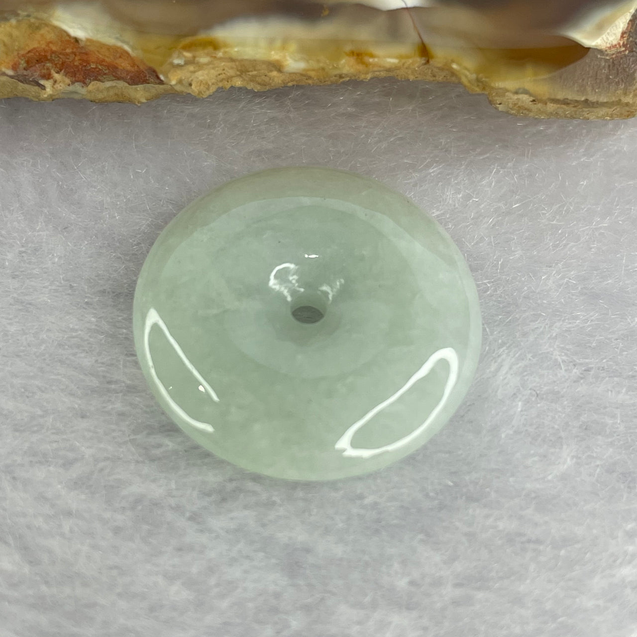 Type A Faint Green Lavender Jadeite Ping An Kou Donut 平安扣 Pendant 3.83g 19.9 by 5.0mm - Huangs Jadeite and Jewelry Pte Ltd