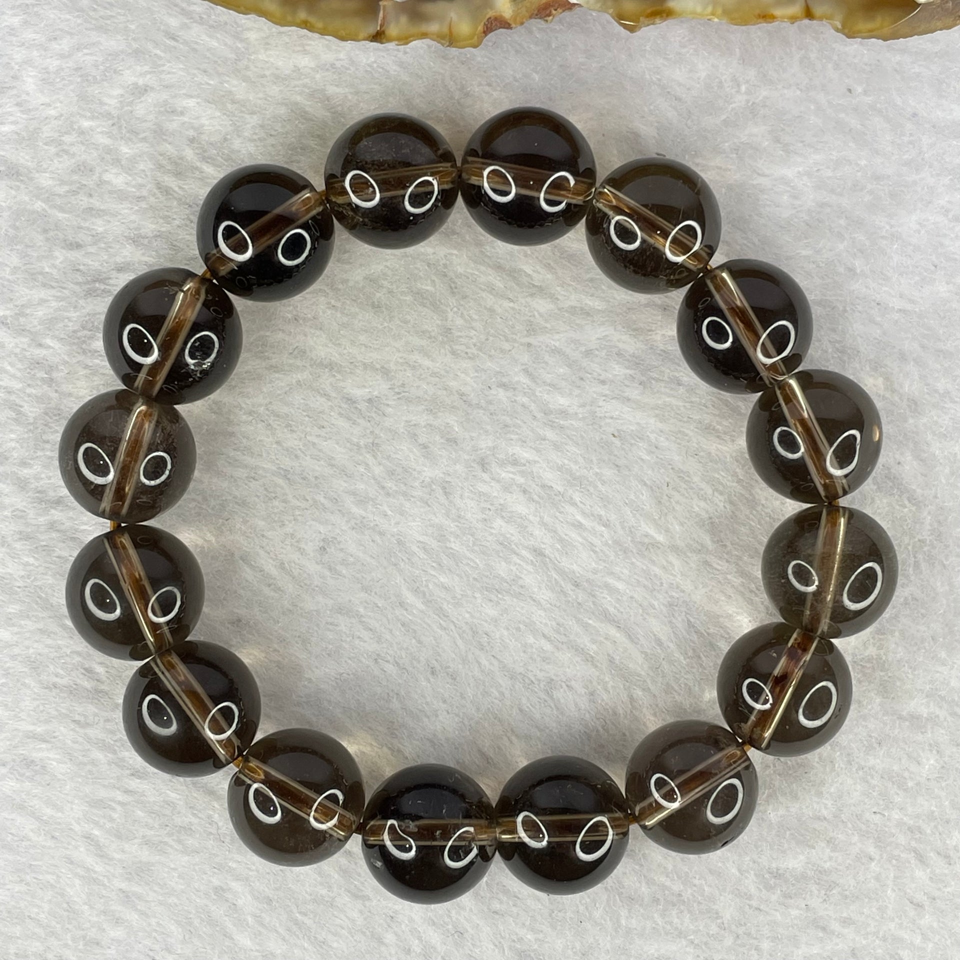 Natural Smoky Quartz Bracelet 36.34g 15.5mm 12.1mm 16 Beads - Huangs Jadeite and Jewelry Pte Ltd