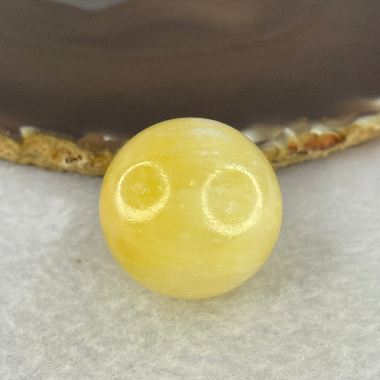 Natural Yellow Calcite Sphere Ball 40.17g Diameter 30.7mm - Huangs Jadeite and Jewelry Pte Ltd