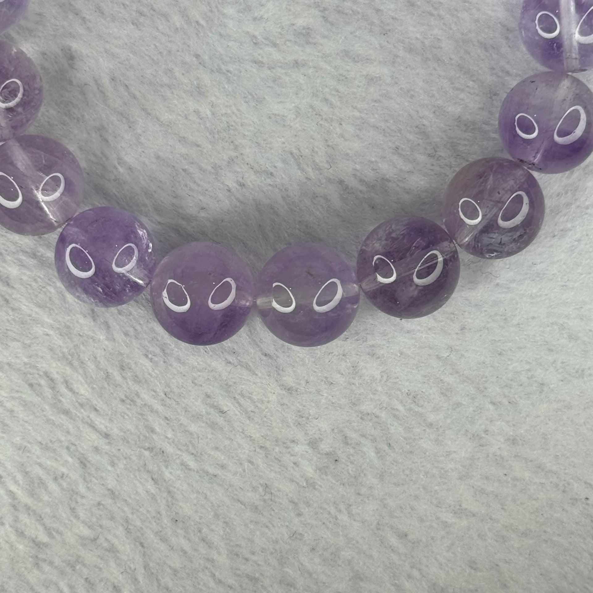 Natural Super 7 Amethyst Beads Bracelet 天然紫超七手链 47.95g 19cm 12.8mm 17 Beads - Huangs Jadeite and Jewelry Pte Ltd