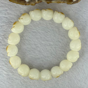 Natural White Color Bodhi Beads in Paw Bracelet 20.05g 16cm 12.2mm 17 Beads - Huangs Jadeite and Jewelry Pte Ltd