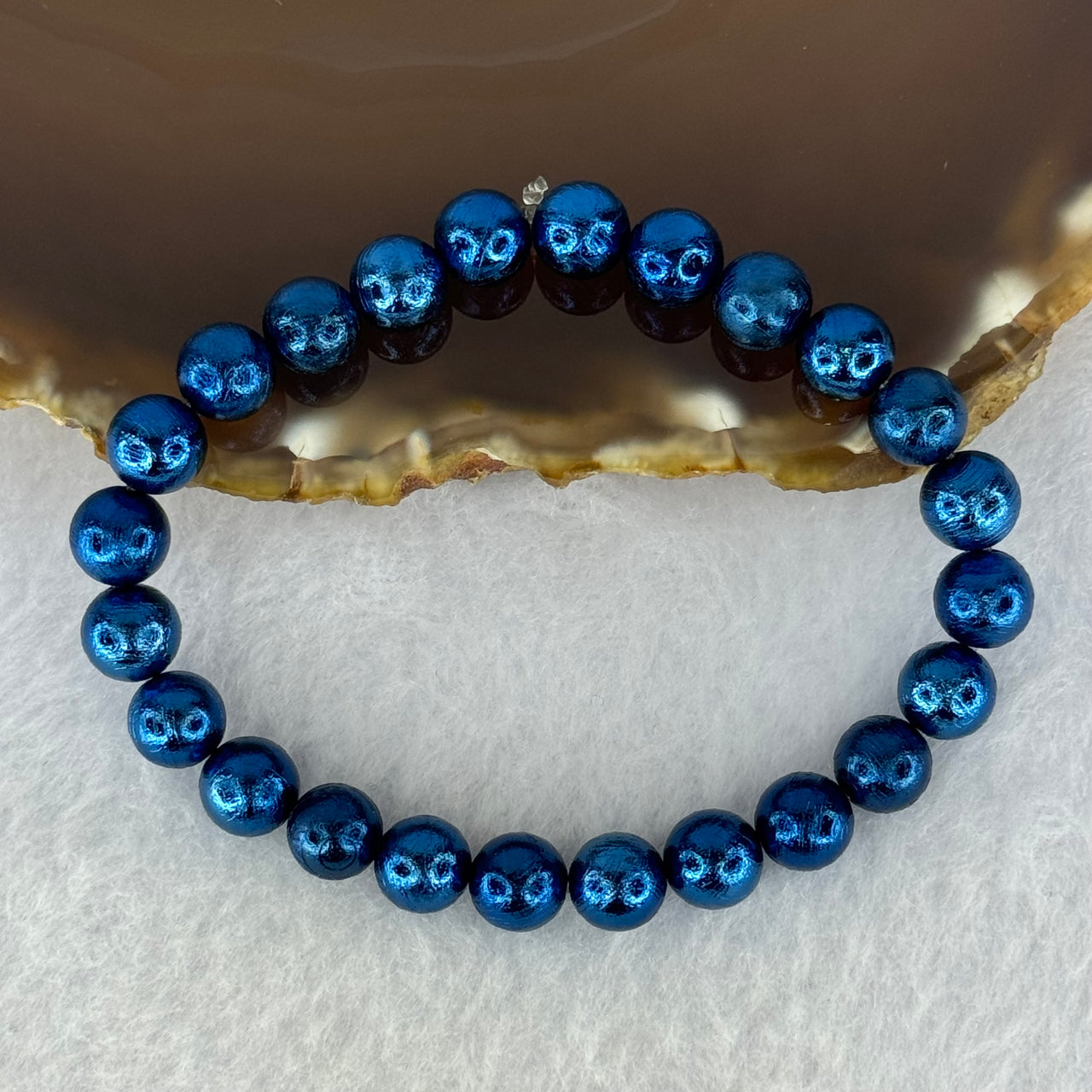 Natural Meteorite Bule Color Beads Bracelet 88.65g 17.5cm 10.3mm 20 Beads