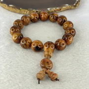 Natural China Hainan Huang Hua Li Beads Bracelet 海南黄花梨 24.24g 15.1mm 15 Beads/ 1 Donut 2 Hulu Beads - Huangs Jadeite and Jewelry Pte Ltd