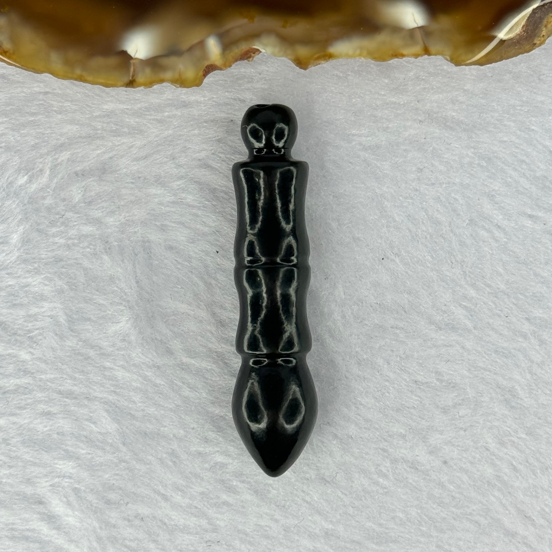 Natural Dark Green Nephrite Calligraphy Brush Pendent for Academic Success 和田玉毛笔牌 8.82g 46.9 by 10.9mm - Huangs Jadeite and Jewelry Pte Ltd