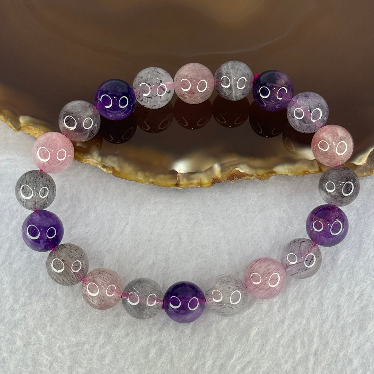 Natural Super 7 Beads Bracelet 30.16g 17.5cm 10.4mm 20 Beads