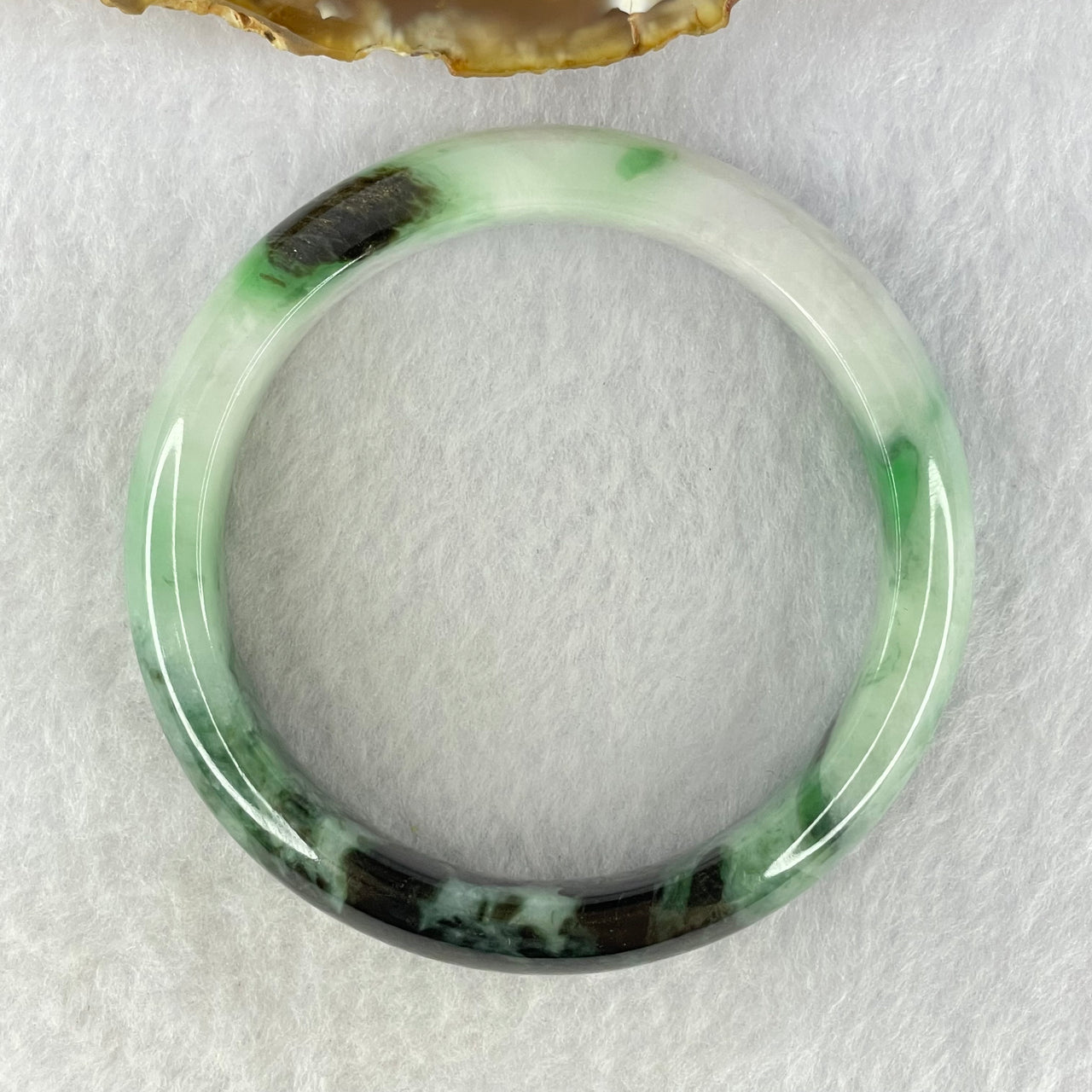 Type A Green and Lavender with Moss Green Piao Hua Jadeite Bangle Internal Diameter 58.4mm 65.31g 14.0 by 8.7mm (Internal Lines)