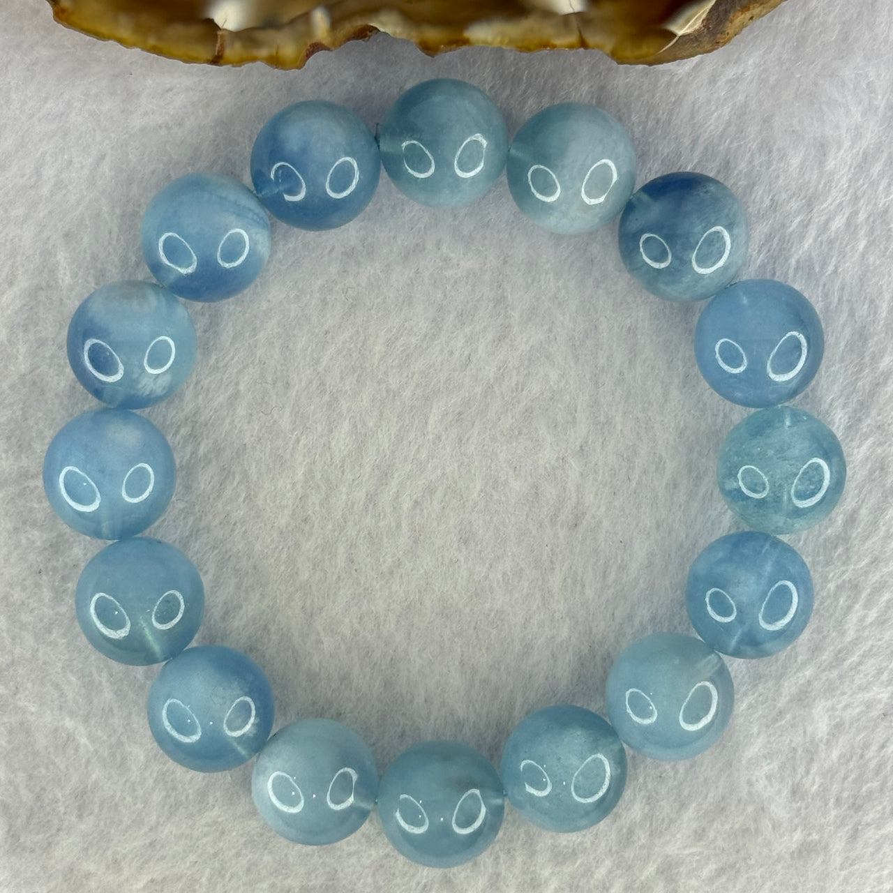 Natural Aquamarine Beads Bracelet 50.11g 18cm 13.4mm 16 Beads